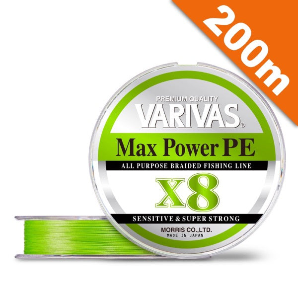 VARIVAS MAX POWER PE X8 #0.6 (14.5 lb) - 200m PE LIME GREEN