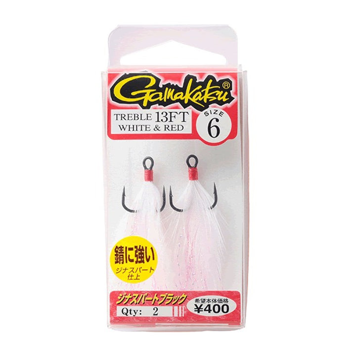 Gamakatsu TREBLE 13FT #6 (2 pcs/pack) WHITE x RED