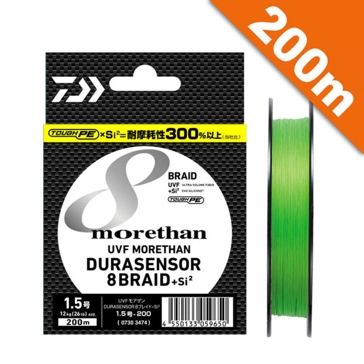 DAIWA UVF MORETHAN DURASENSOR X8+Si2 #2 (35 lb) - 200m PE LIME GREEN + MARKING