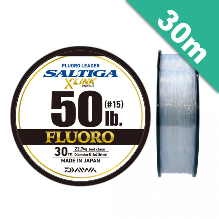 DAIWA SALTIGA FLUORO LEADER X'LINK #12 (40 lb) - 30m Fluorocarbon Natural