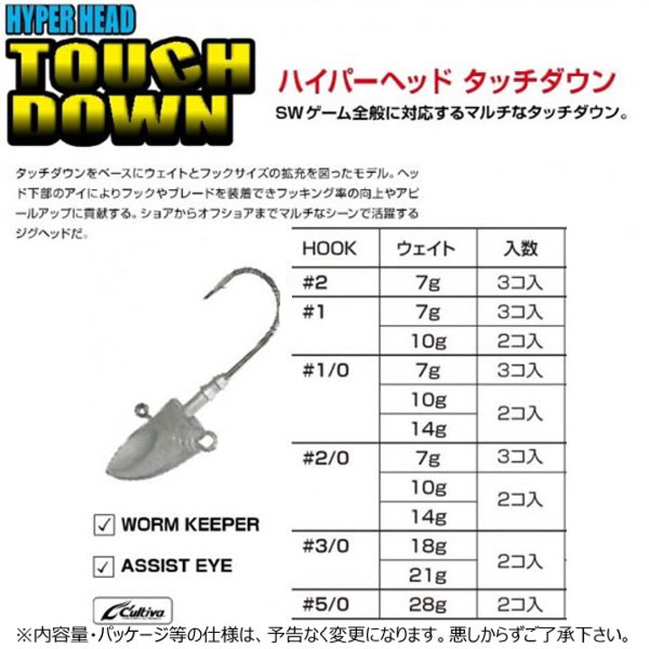 XESTA HYPER HEAD TOUCH DOWN #1/0 - 10g (2 pcs/pack)