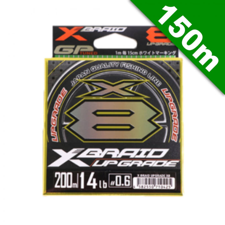YGK XBRAID UPGRADE X8 #1.5 (30 lb) - 150m PE GREEN + WHITE MARKING
