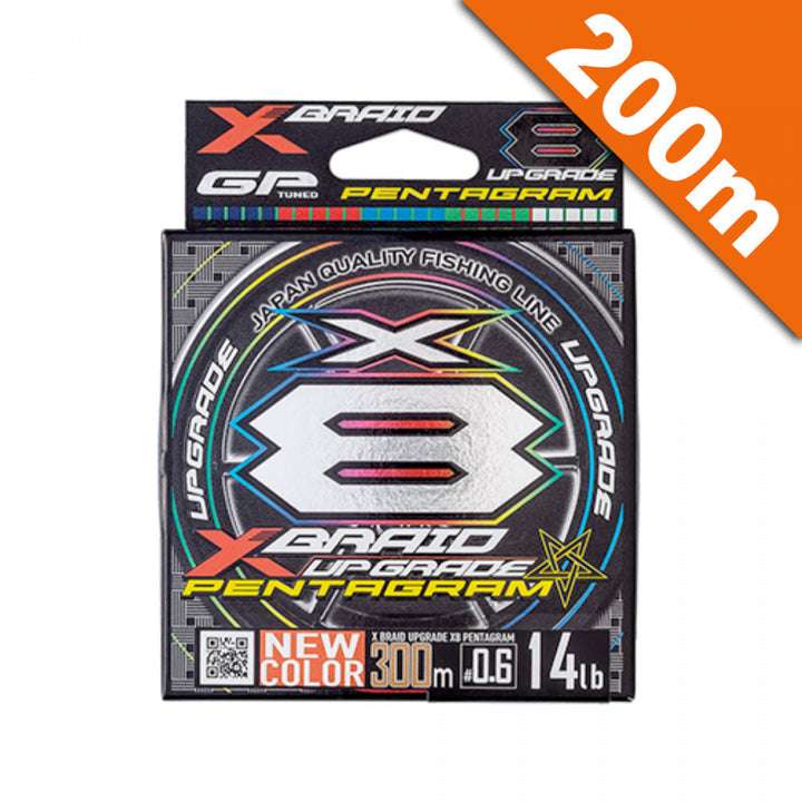 YGK XBRAID UPGRADE X8 PENTAGRAM #0.5 (12 lb) - 200m PE 5 COLORS