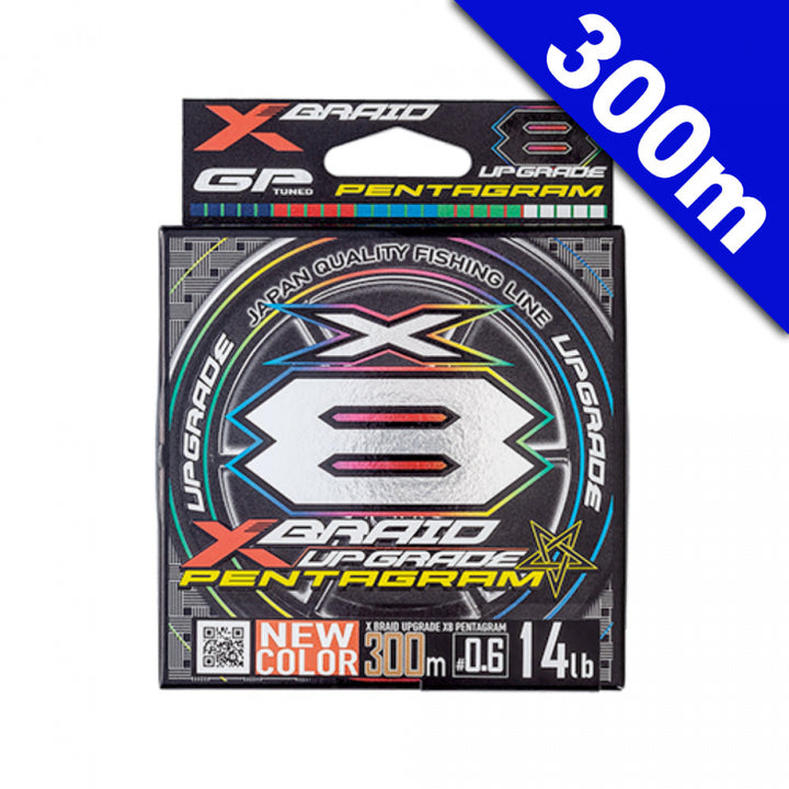 YGK XBRAID UPGRADE X8 PENTAGRAM #1.5 (30 lb) - 300m PE 5 COLORS