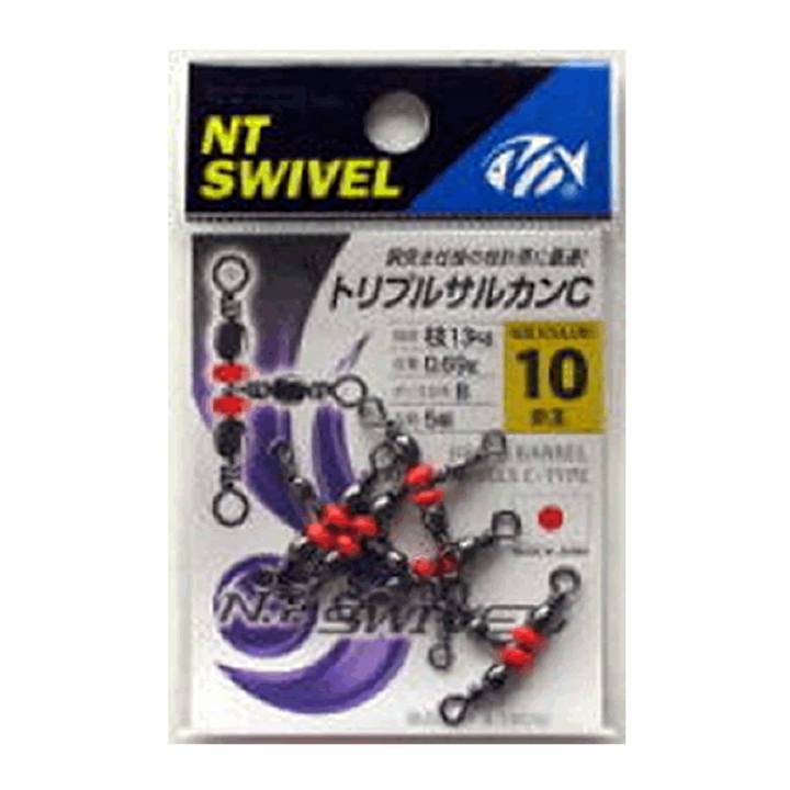 NT SWIVEL BRASS BARREL TRIPLE SWIVEL #3 (C TYPE) (3 pcs/pack) BLACK