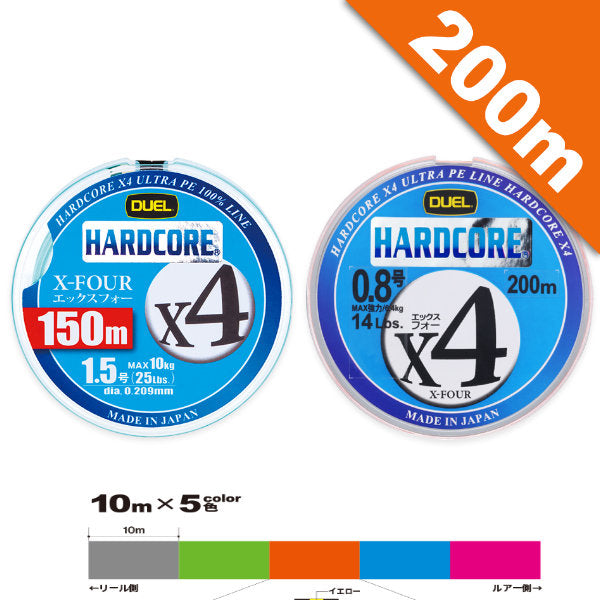 DUEL HARDCORE X4 #0.6 (12 lb) - 200m H3245N-5CBL Multi