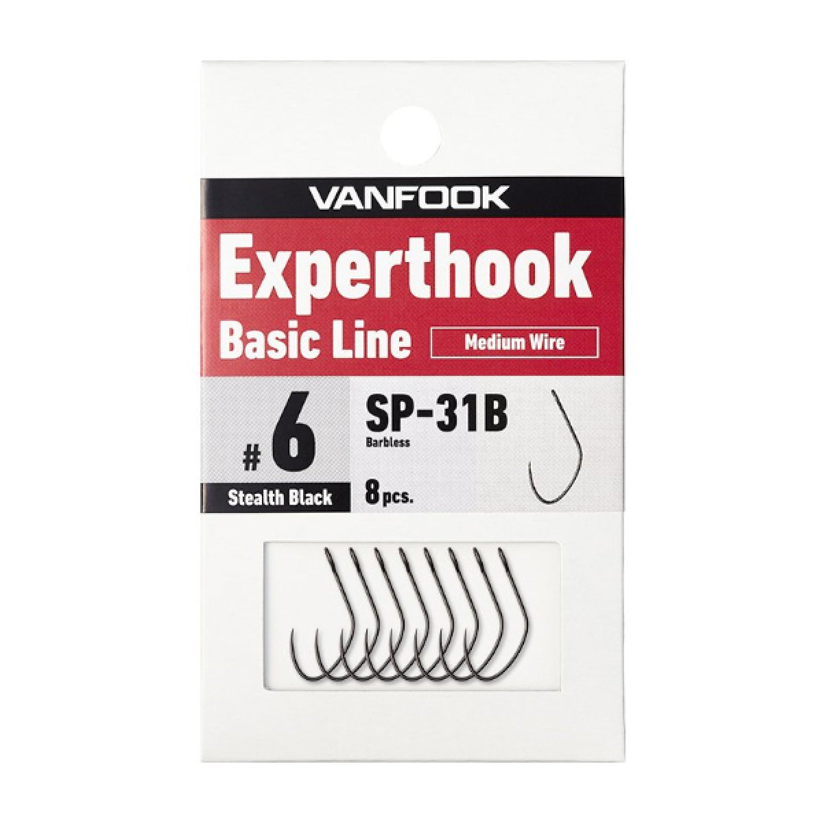 VANFOOK SP-31B EXPERTHOOK B LINE MEDIUM WIRE #7 (8 pcs/pack) BLACK