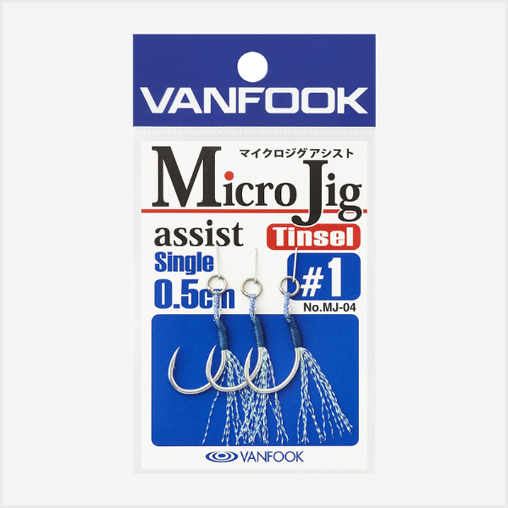 VANFOOK MJ-04 MICRO JIG ASSIT SINGLE 0.5cm TINSEL #1 (3 pcs/pack) SILVER