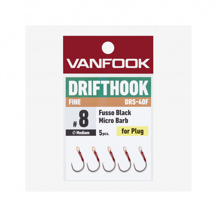VANFOOK DRS-40F DRIFTHOOK FINE #8 (5 pcs/pack) FLUORINE BLACK