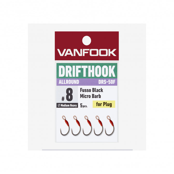 VANFOOK DRS-50F DRIFTHOOK ALLROUND #8 (5 pcs/pack) FLUORINE BLACK