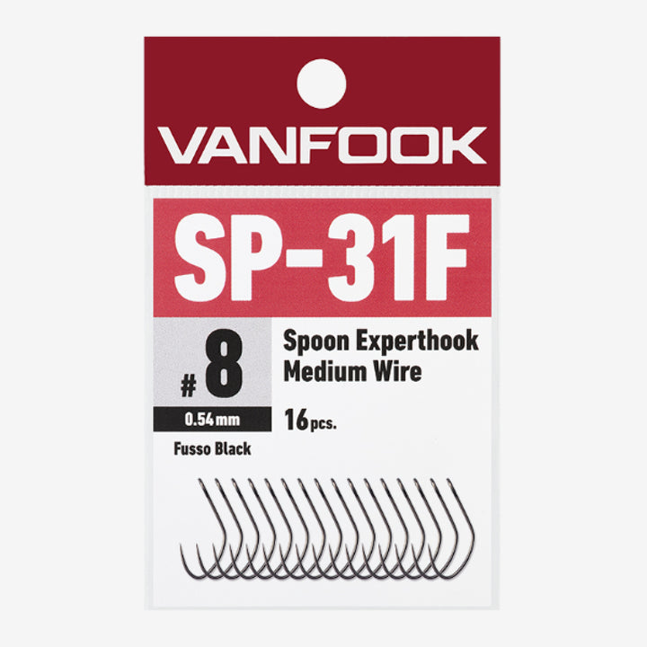 VANFOOK SP-31F SPOON EXPERTHOOK MEDIUM WIRE #8 (16 pcs/pack) FLUORINE BLACK