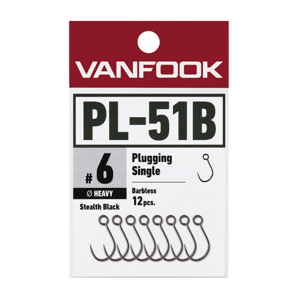 VANFOOK PL-51B PLUGGING S HEAVY BARBLESS #4 (12 pcs/pack) STEALTH BLACK