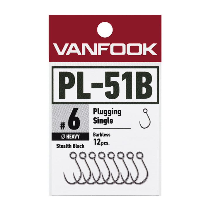 VANFOOK PL-51B PLUGGING S HEAVY BARBLESS #2 (12 pcs/pack) STEALTH BLACK