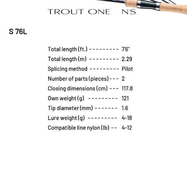 SHIMANO 24 TROUT ONE NS S 76L (2 pieces, Spinning)