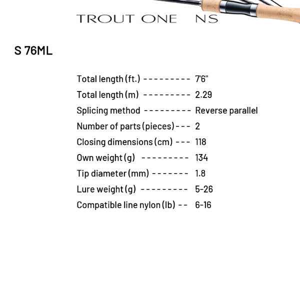 SHIMANO 24 TROUT ONE NS S 76ML (2 pieces, Spinning)