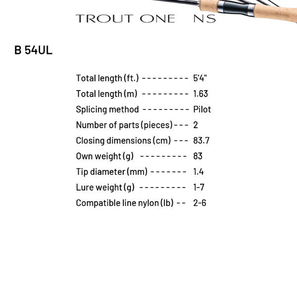 SHIMANO 24 TROUT ONE NS B 54UL (2 pieces, Casting)