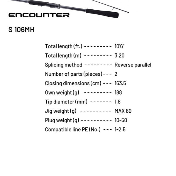SHIMANO 24 ENCOUNTER S 106MH (2 pieces, Spinning)