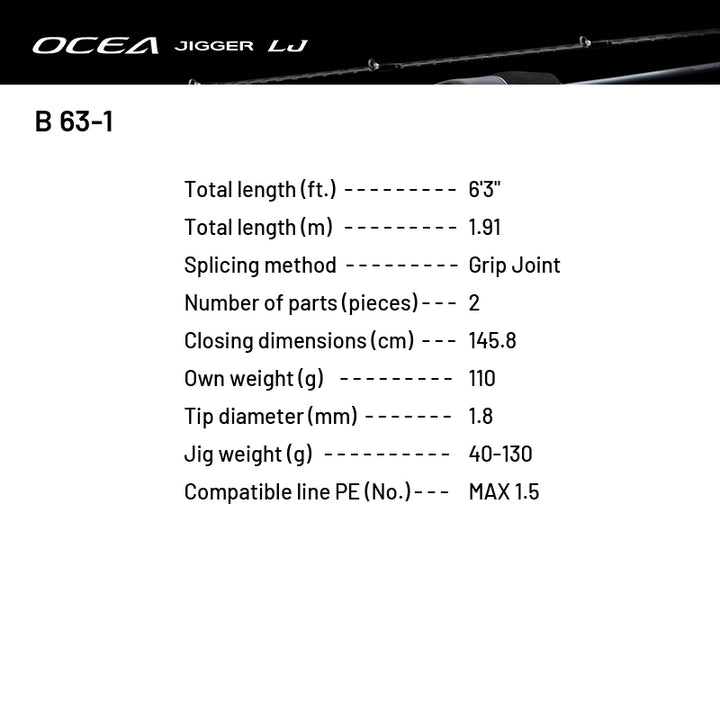 SHIMANO 24 OCEA JIGGER LJ B 63-1 (1 pce-Grip Joint, Casting)