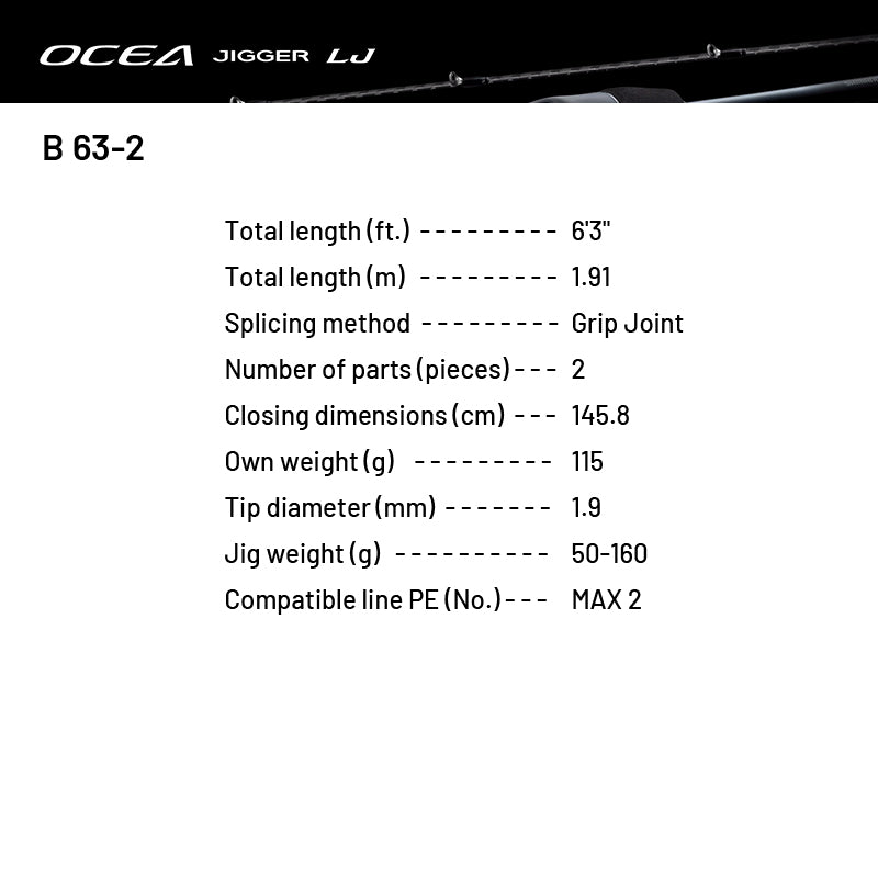 SHIMANO 24 OCEA JIGGER LJ B 63-2 (1 pce-Grip Joint, Casting)