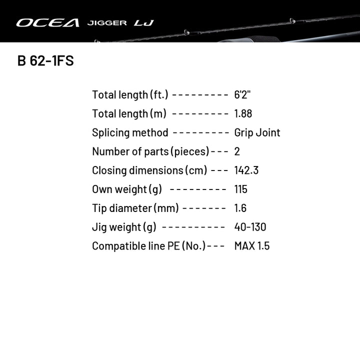 SHIMANO 24 OCEA JIGGER LJ B 62-1FS (1 pce-Grip Joint, Casting)