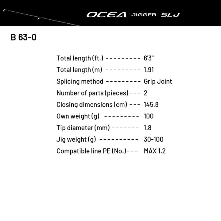 SHIMANO 24 OCEA JIGGER SLJ B 63-0 (1 pce-Grip Joint, Casting)