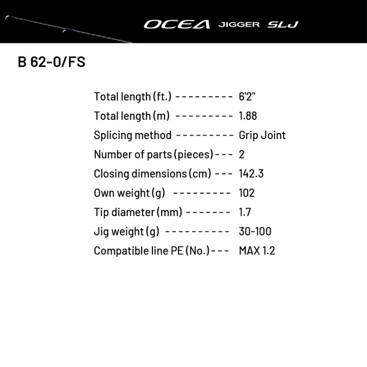 SHIMANO 24 OCEA JIGGER SLJ B 62-0/FS (1 pce-Grip Joint, Casting)