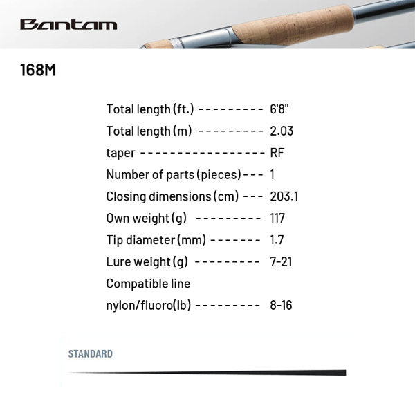SHIMANO 22 BANTAM 168M (1 piece, Casting)