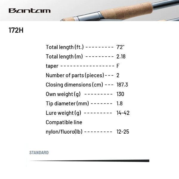 SHIMANO 22 BANTAM 172H (1 pce-Grip Joint, Casting)