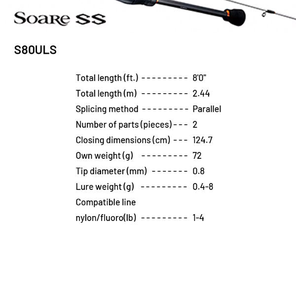 SHIMANO 22 Soare SS S80ULS (2 pieces, Spinning)