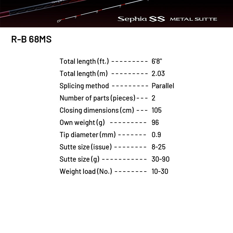 SHIMANO 24 Sephia SS METAL SUTTE R-B 68MS (2 pieces, Casting)