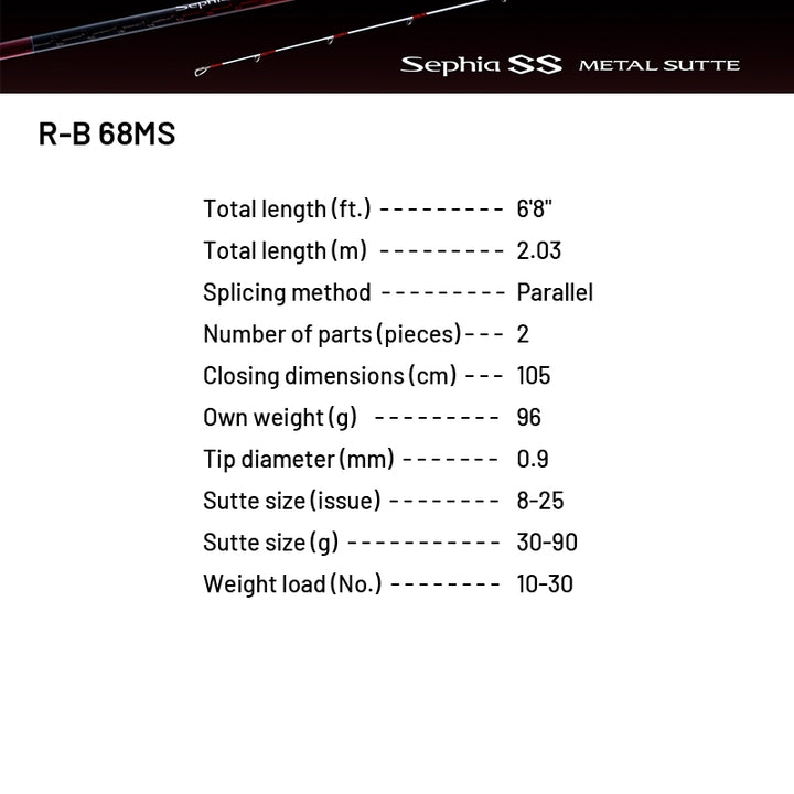 SHIMANO 24 Sephia SS METAL SUTTE R-B 68MS (2 pieces, Casting)