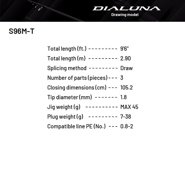 SHIMANO 24 DIALUNA [TELESCOPIC] S96M-T (3 pcs - Telescopic, Spinning)