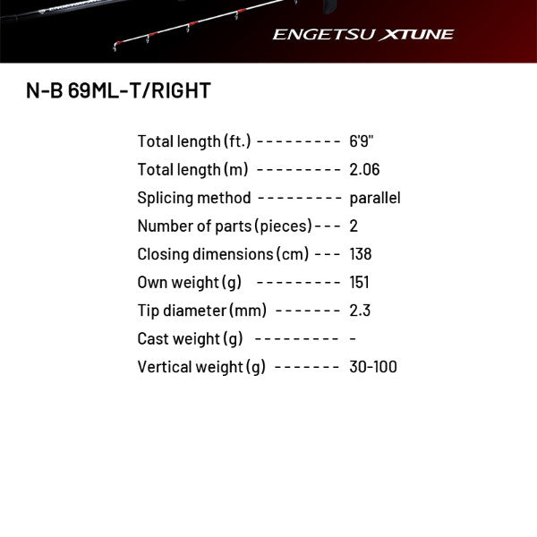 SHIMANO 24 ENGETSU XTUNE N-B 69ML-T/RIGHT (2 pieces, Casting)