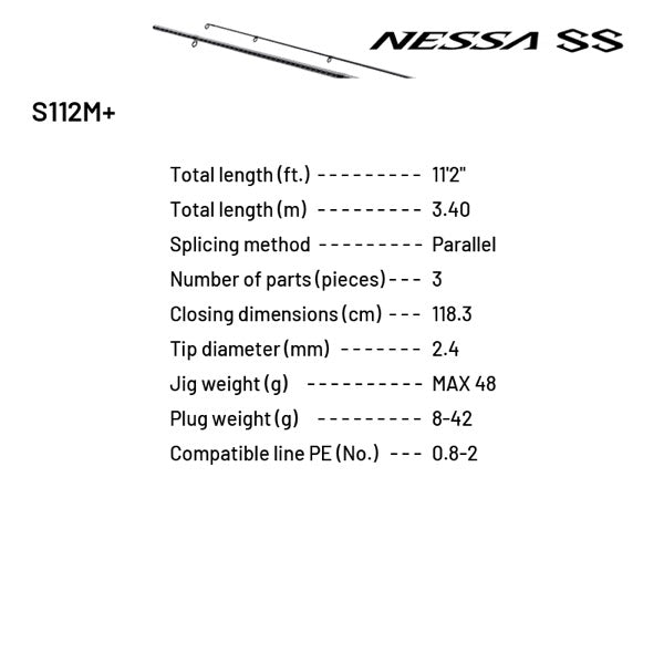 SHIMANO 24 NESSA SS S112M+ (3 pieces, Spinning)