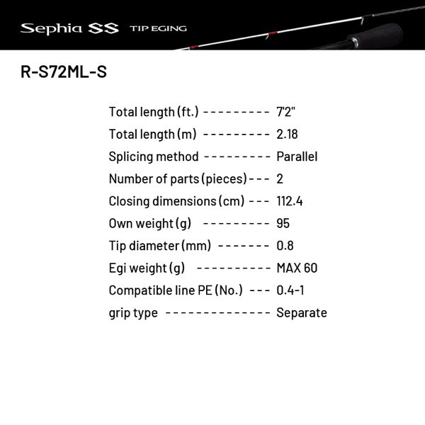 SHIMANO 24 Sephia SS TIP EGING R-S72ML-S (2 pieces, Spinning)