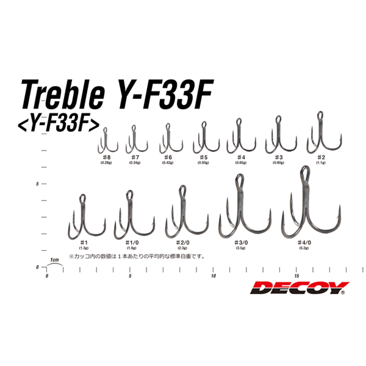 DECOY TREBLE Y-F33 #3/0 Y-F33F (5 pcs/pack) SILKY BLACK