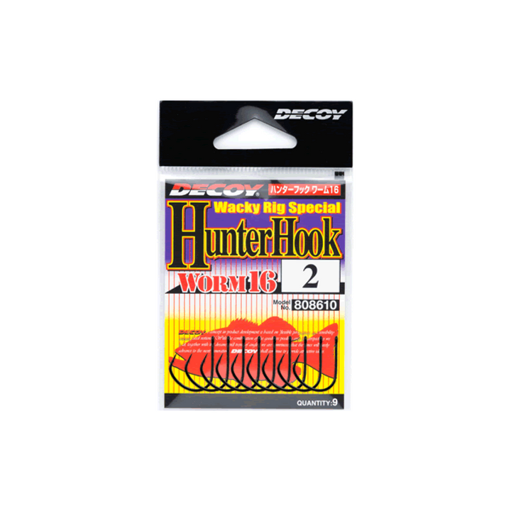 DECOY HUNTER HOOK #3 Worm16 (9 pcs/pack) MAT BLACK