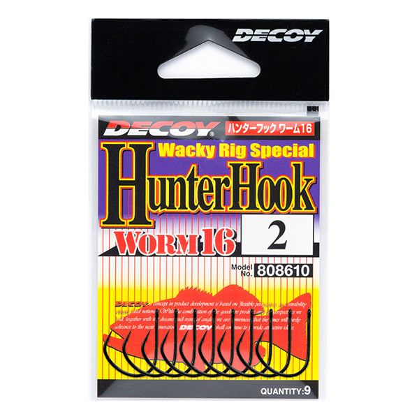 DECOY HUNTER HOOK #2 Worm16 (9 pcs/pack) MAT BLACK