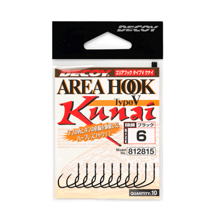 DECOY AREA HOOK TYPE V KUNAI #6 AH-5 (10 pcs/pack) NS BLACK