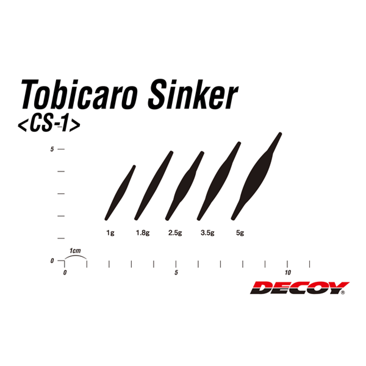 DECOY TOBICARO SINKER 1.8g CS-1 (3 pcs/pack) BLACK