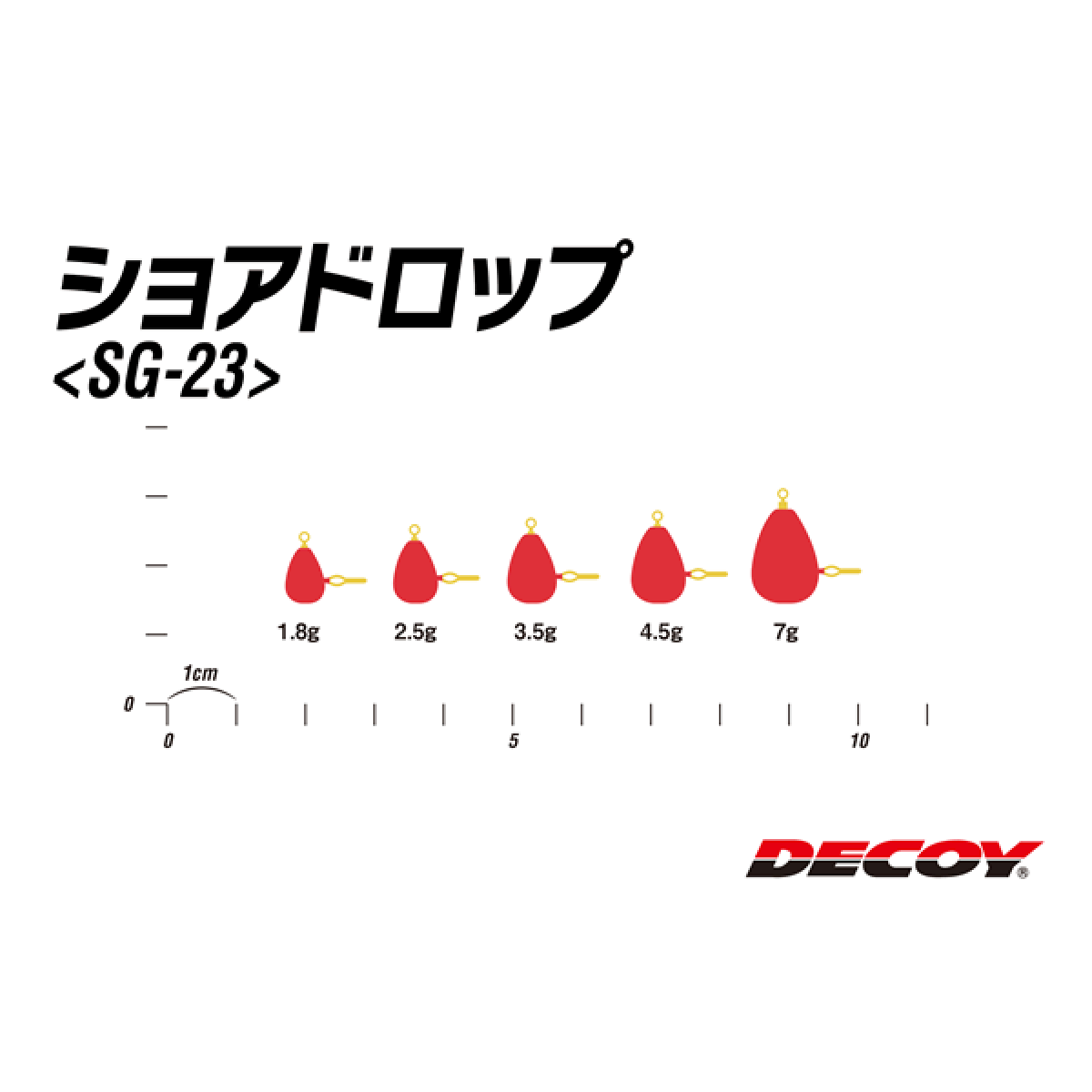 DECOY SHORE DROP 1.8g SG-23 (3 pcs/pack) RED