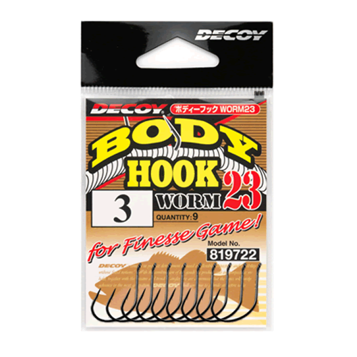 DECOY BODY HOOK #4 Worm23 (9 pcs/pack) NS BLACK