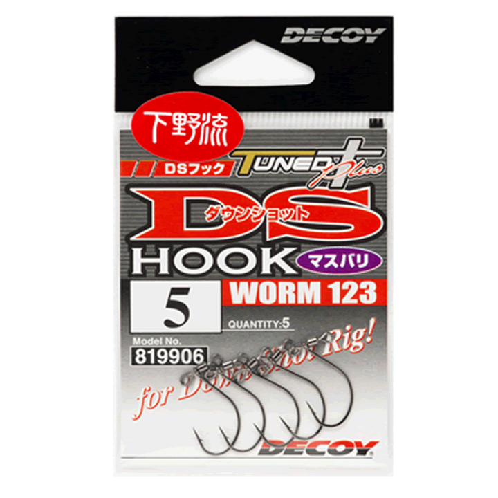 DECOY DS HOOK MASUBARI #6 Worm123 (5 pcs/pack) NS BLACK