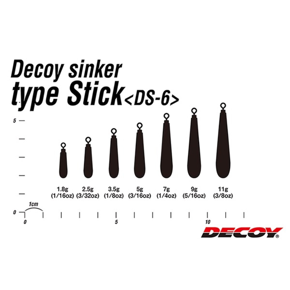 DECOY DECOY SINKER TYPE STICK 2.5g DS-6 (5 pcs/pack) GUN BLACK