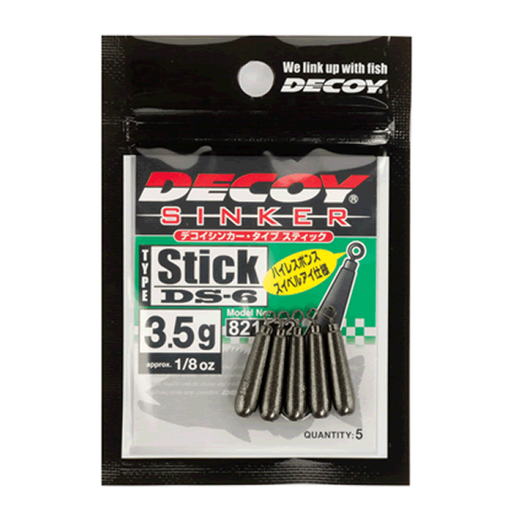 DECOY DECOY SINKER TYPE STICK 7g DS-6 (4 pcs/pack) GUN BLACK
