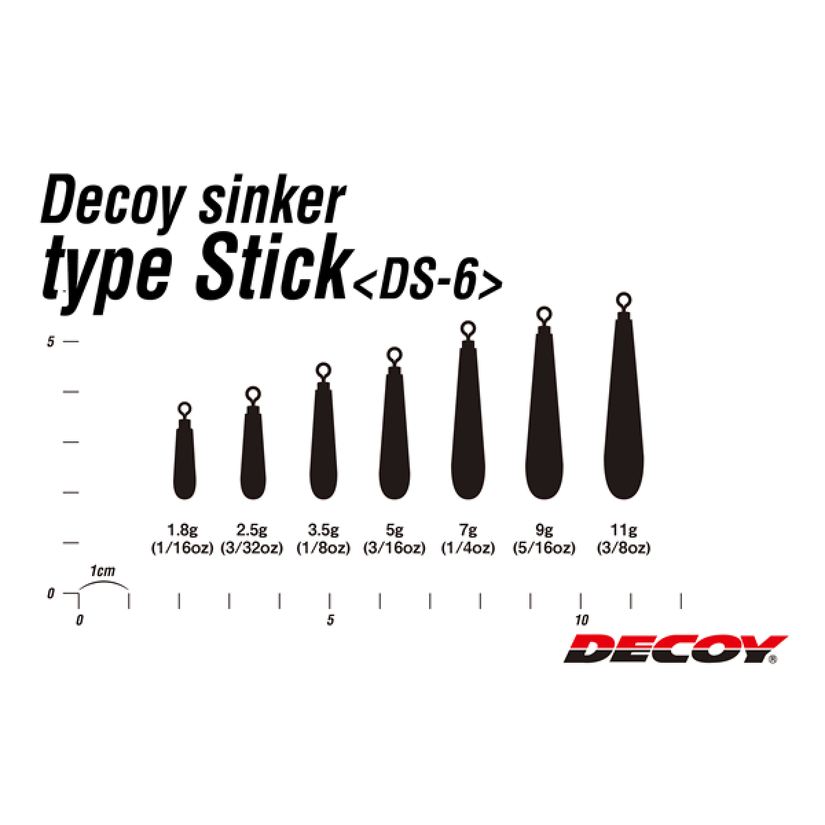 DECOY DECOY SINKER TYPE STICK 7g DS-6 (4 pcs/pack) GUN BLACK