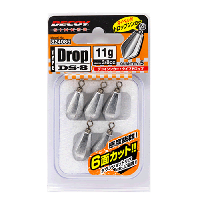 DECOY DECOY SINKER TYPE DROP 7g DS-8 (6 pcs/pack) SILVER