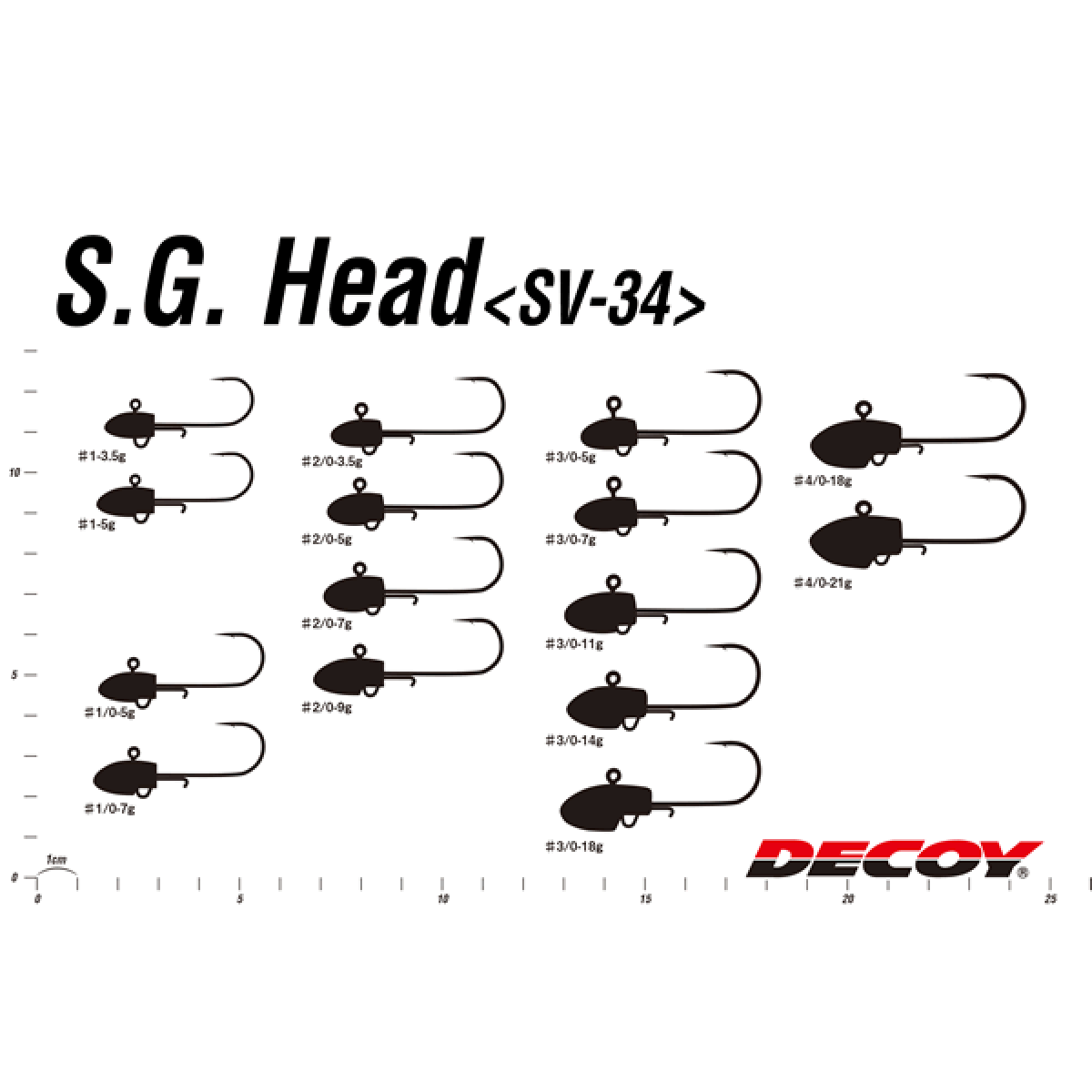 DECOY S.G.HEAD #1/0 - 7g SV-34 (5 pcs/pack) W NICKEL