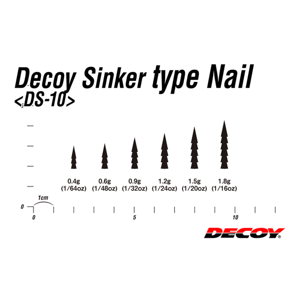 DECOY DECOY SINKER TYPE NAIL 0.4g DS-10 (12 pcs/pack) SILVER