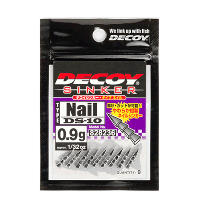 DECOY DECOY SINKER TYPE NAIL 0.6g DS-10 (10 pcs/pack) SILVER